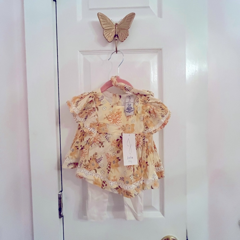 Floral 3-6 outfit with headband